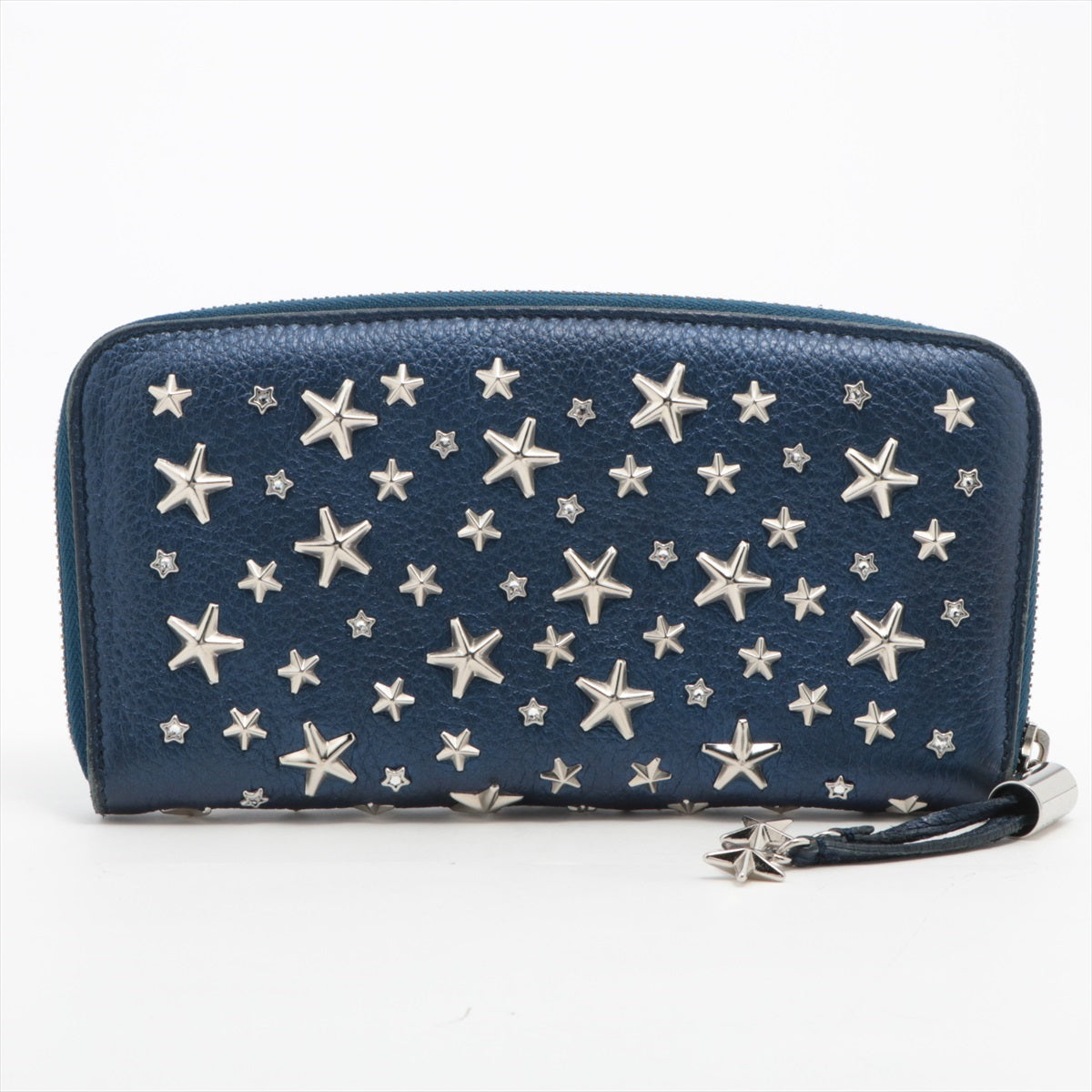 Jimmy Choo Star studs Leather Zip Round Wallet Blue