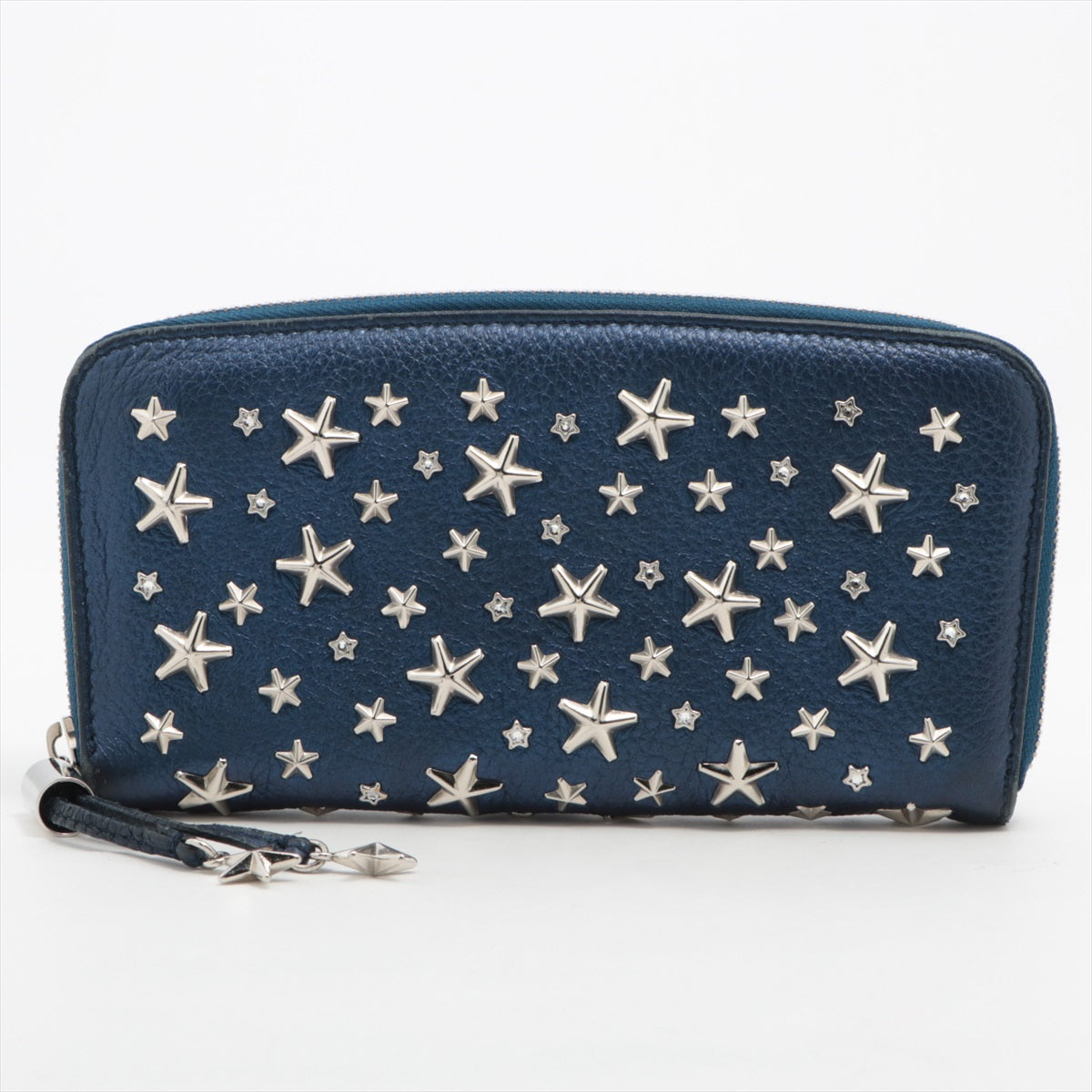 Jimmy Choo Star studs Leather Zip Round Wallet Blue