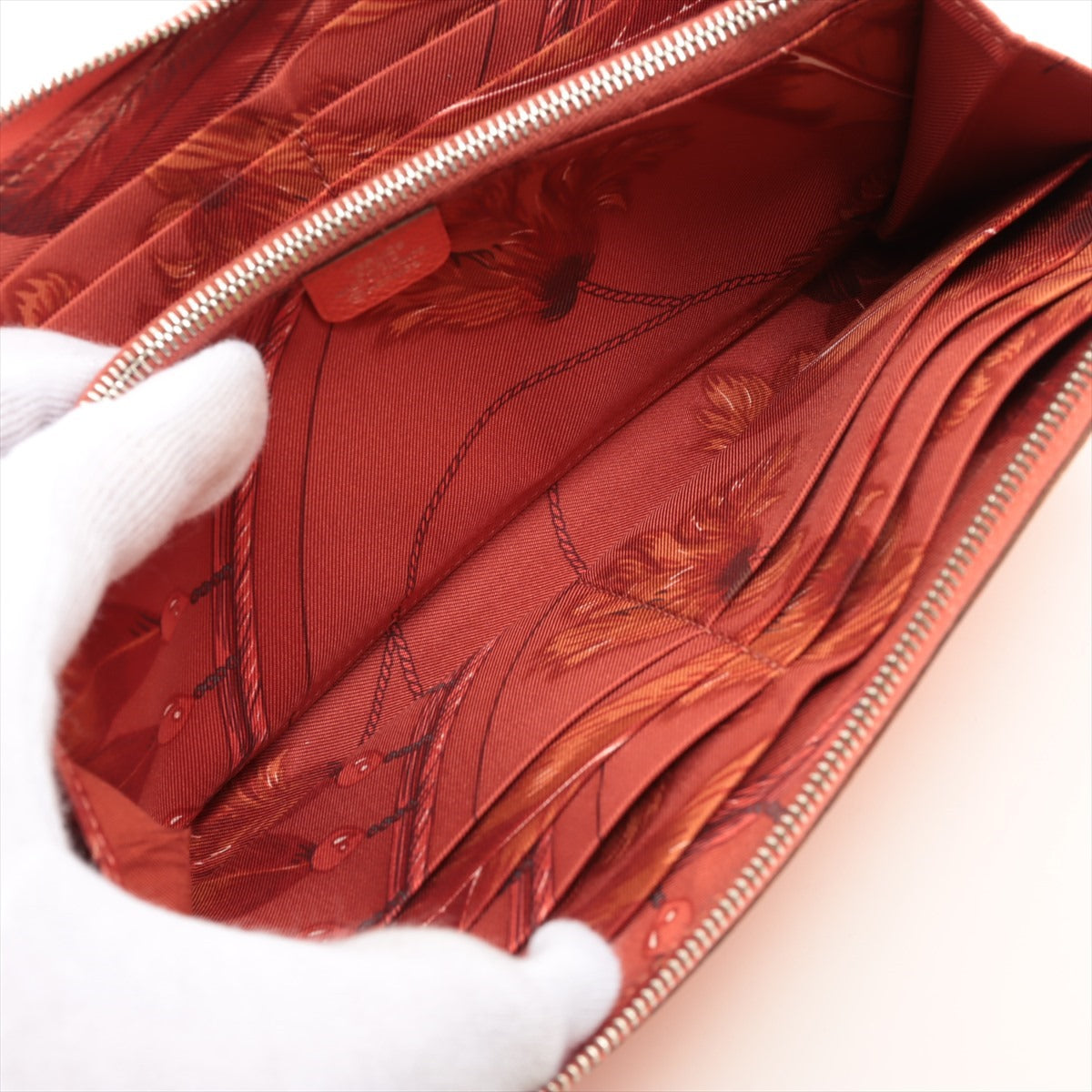Hermès Azap Long Silk In Veau Epsom Zip Round Wallet Orange Silver Metal Fittings T:2015