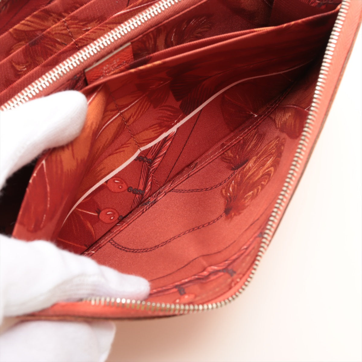 Hermès Azap Long Silk In Veau Epsom Zip Round Wallet Orange Silver Metal Fittings T:2015