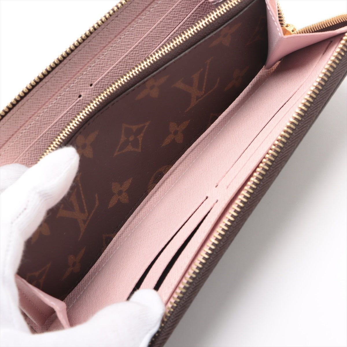 Louis Vuitton Monogram Wallet Clemence M61298 Rose Ballerine Zip Round Wallet
