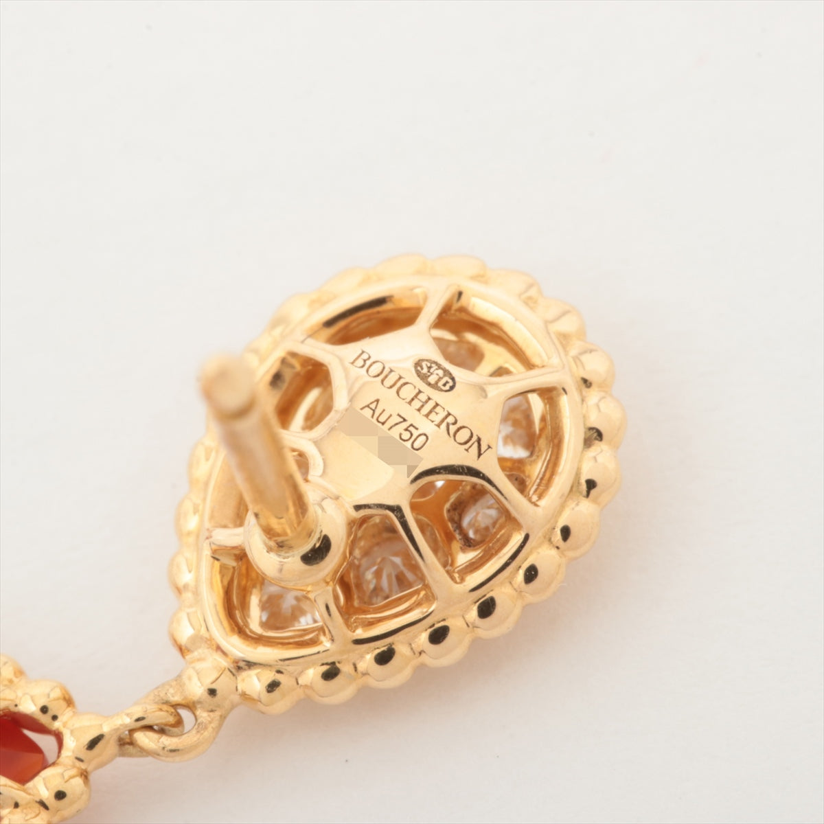 Boucheron Serpent Bohème Carnelian Diamond Earrings 750(YG) 10.5g JCO01367