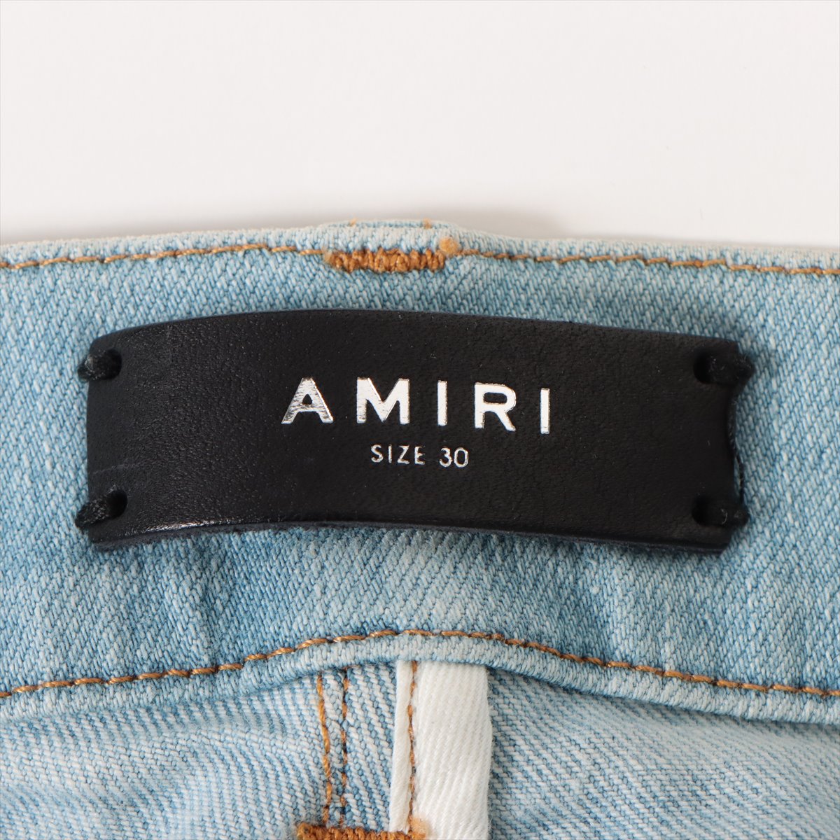 AMIRI Cotton & Polyurethane Denim Pants 30 Men's Blue  Half side zip