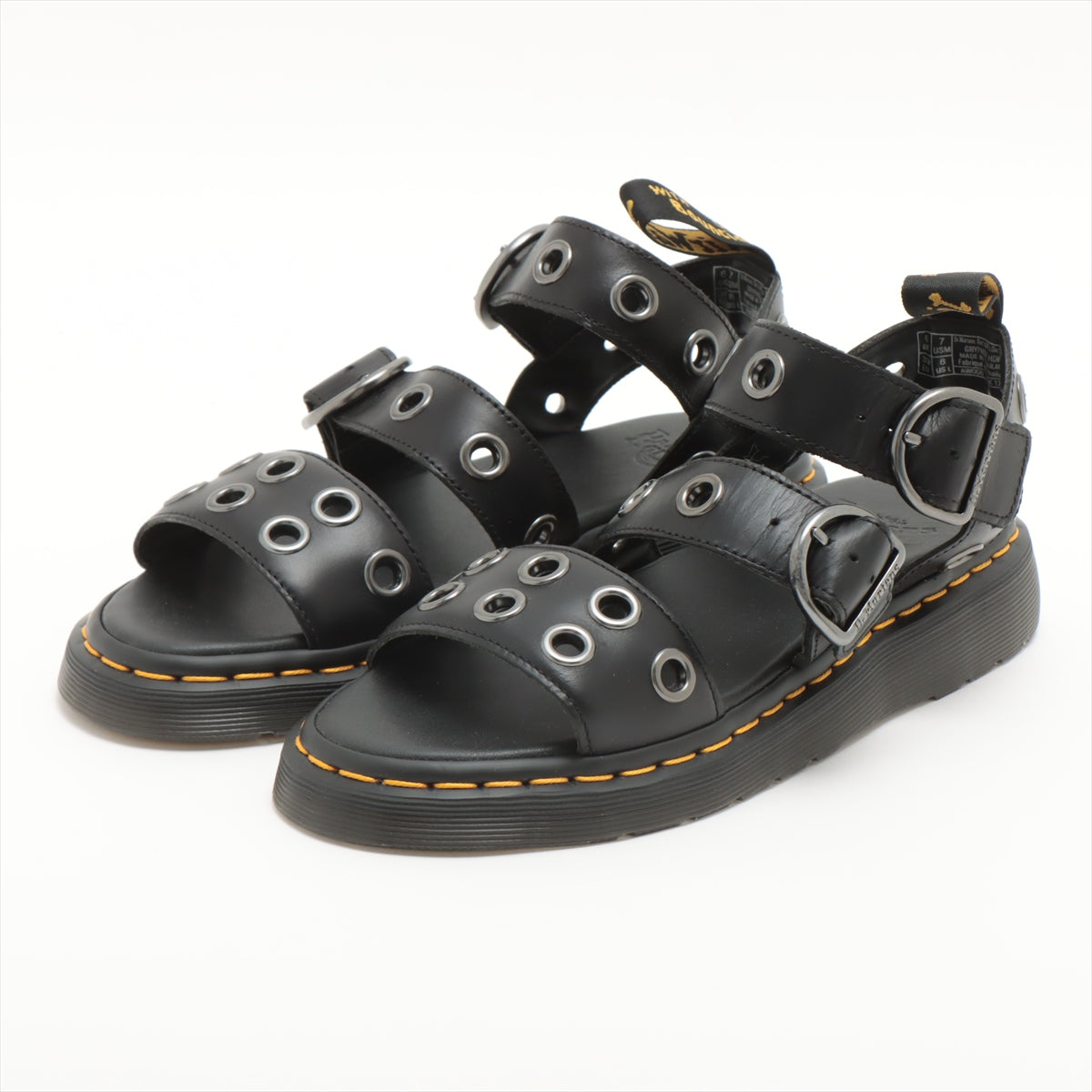 Dr. Martens Leather Sandals UK6 Ladies' Black GRYPHON HDW