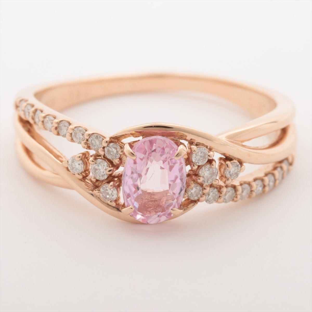 Pink sapphire Diamond Ring K18 3.4g 0.760 0.18 Normal heat-treated