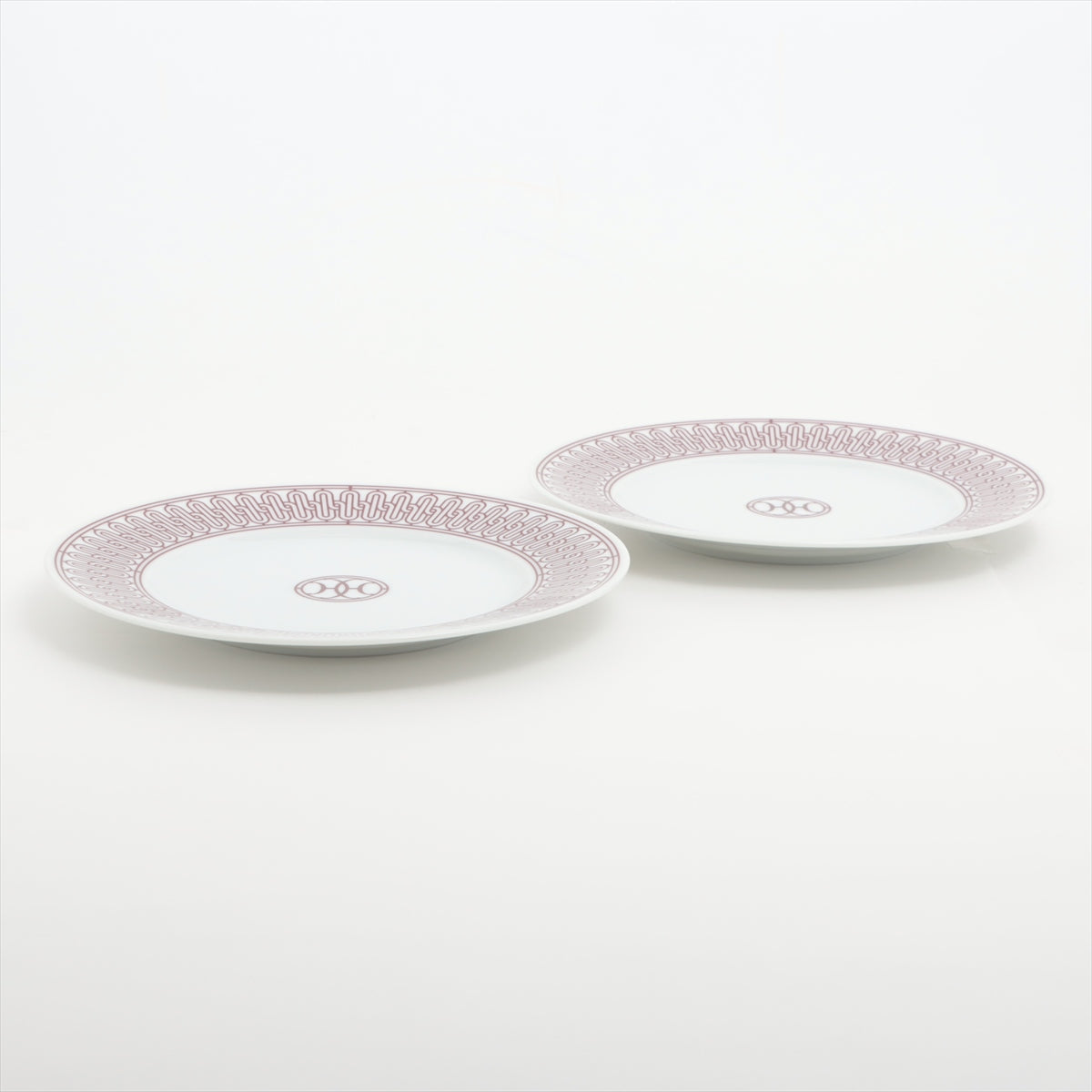 Hermès H deco Pair plates 22.5cm Ceramic Red x white