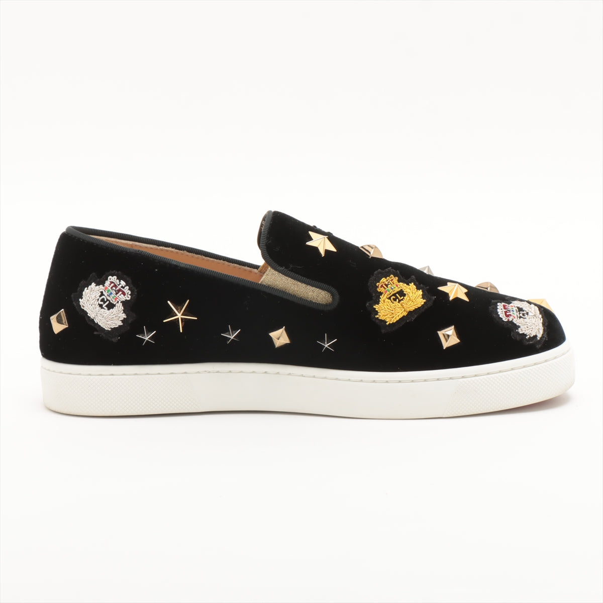 Christian Louboutin Velour Slip-on 36 Ladies' Black Miss Academy Studs Box sack There are replacement studs