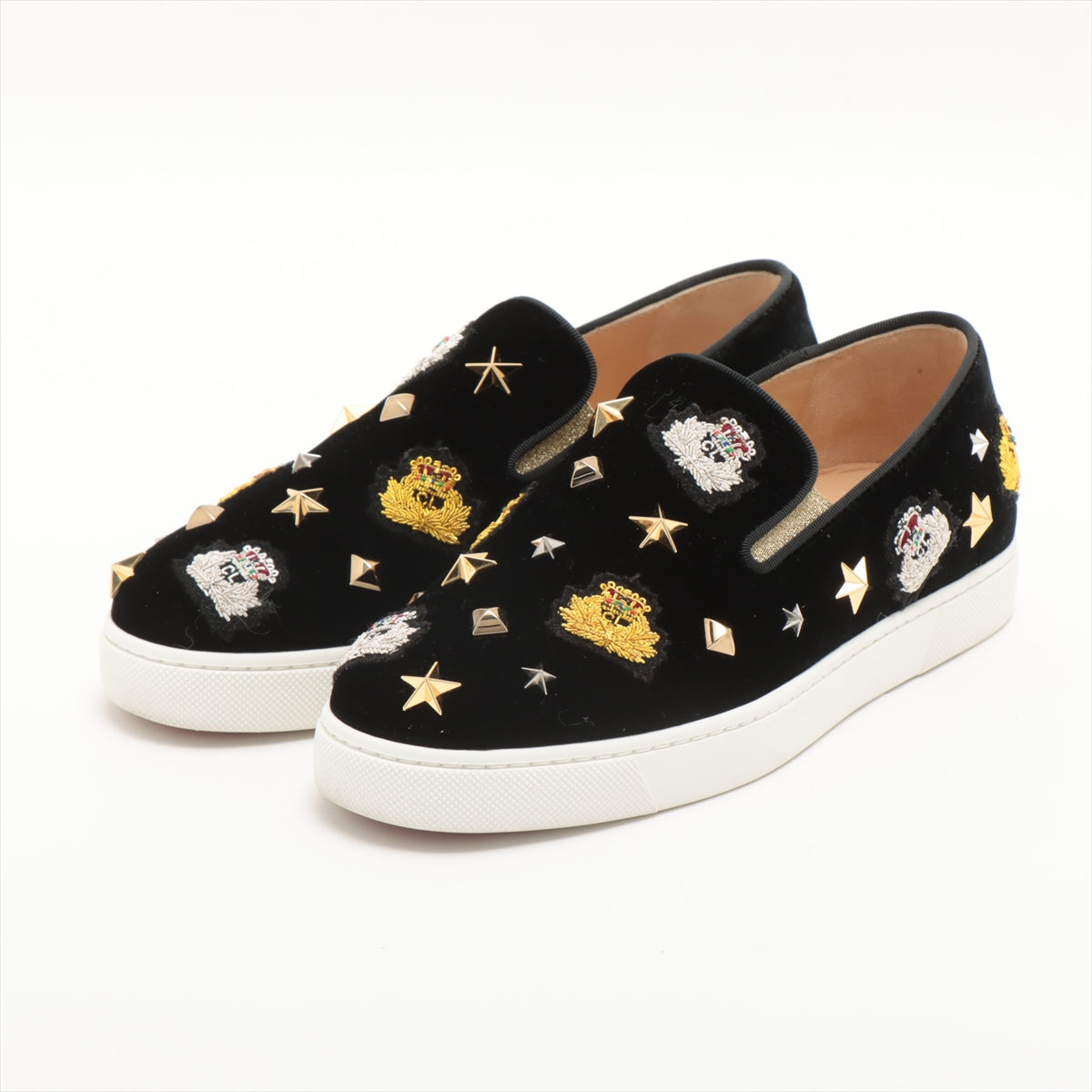 Christian Louboutin Velour Slip-on 36 Ladies' Black Miss Academy Studs Box sack There are replacement studs