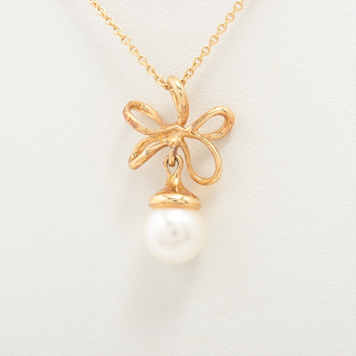 Tiffany Pearl Necklace 750(YG) 3.8g Approx. 7.5mm
