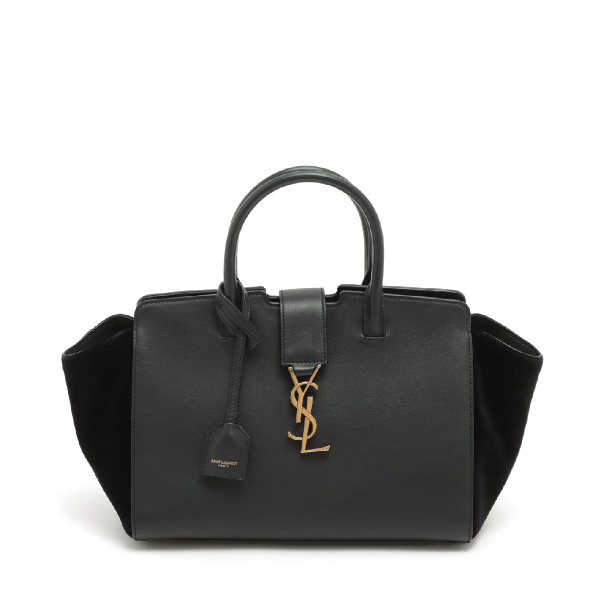 Saint Laurent Paris Downtown Cabas Leather & Suede 2 Way Handbag Black 436834