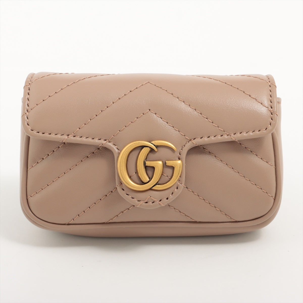Gucci GG Marmont 575161 Leather Pouch Beige
