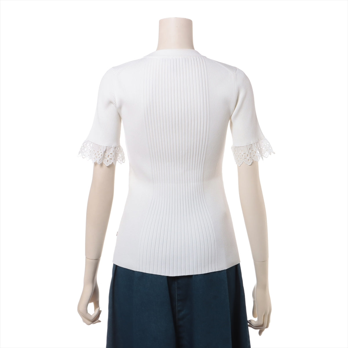 Louis Vuitton 22AW Polyester × Rayon Short Sleeve Knitwear XS Ladies' White  RW222W