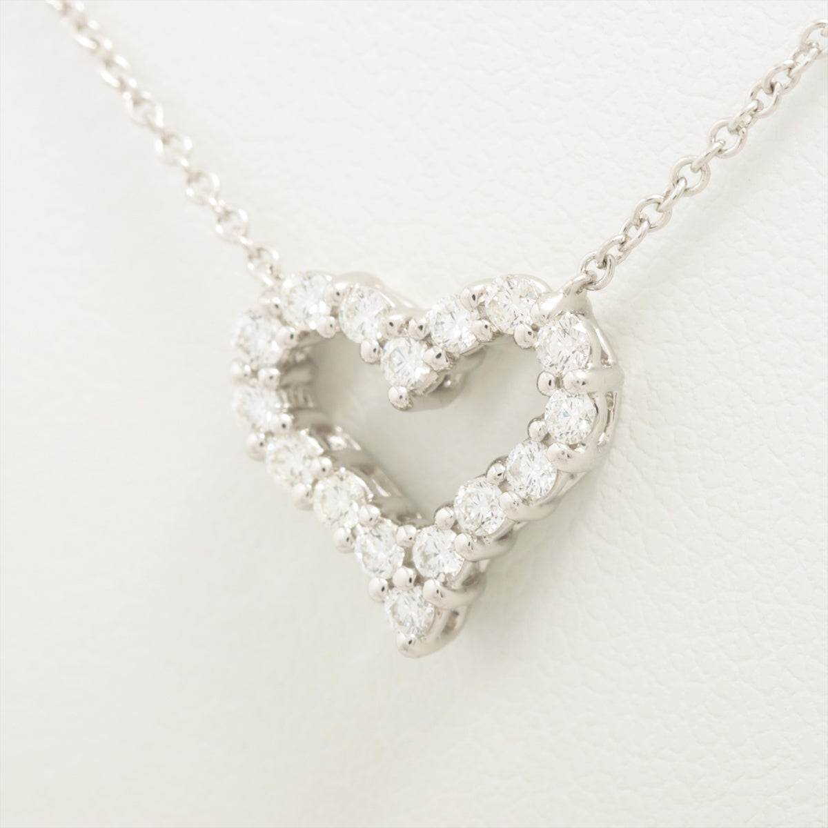 Tiffany Sentimental Heart Mini Diamond Necklace Pt950 3.3g