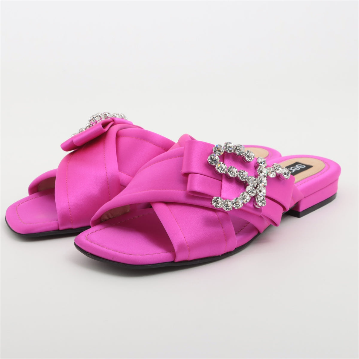 Sergio Rossi Satin Sandals 35 Ladies' Pink A83730 box There is a bag Bijou