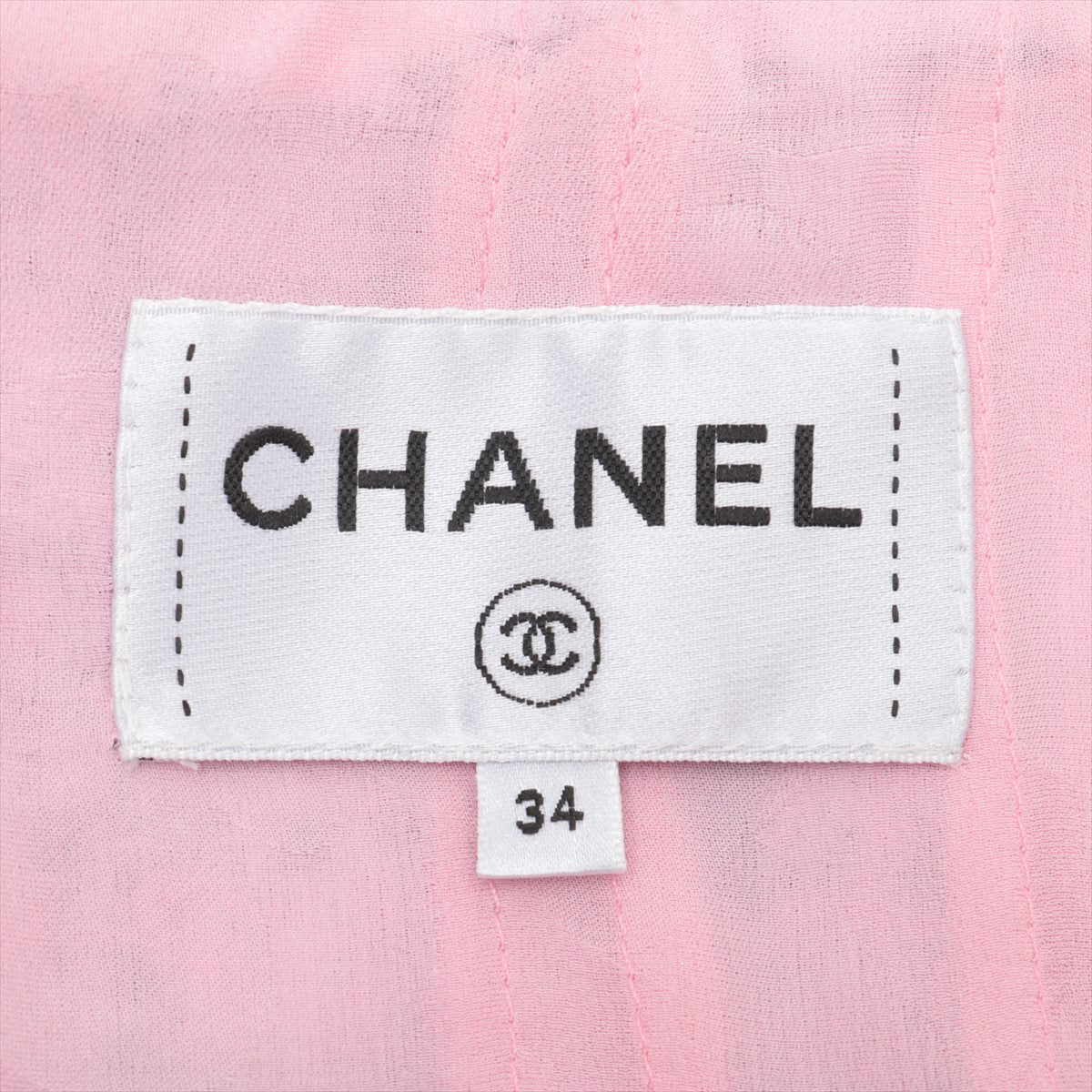 Chanel Coco Button P74 Cotton & Polyester Dress 34 Ladies' Pink  P74420 Gripoix Tweed Imitation pearls