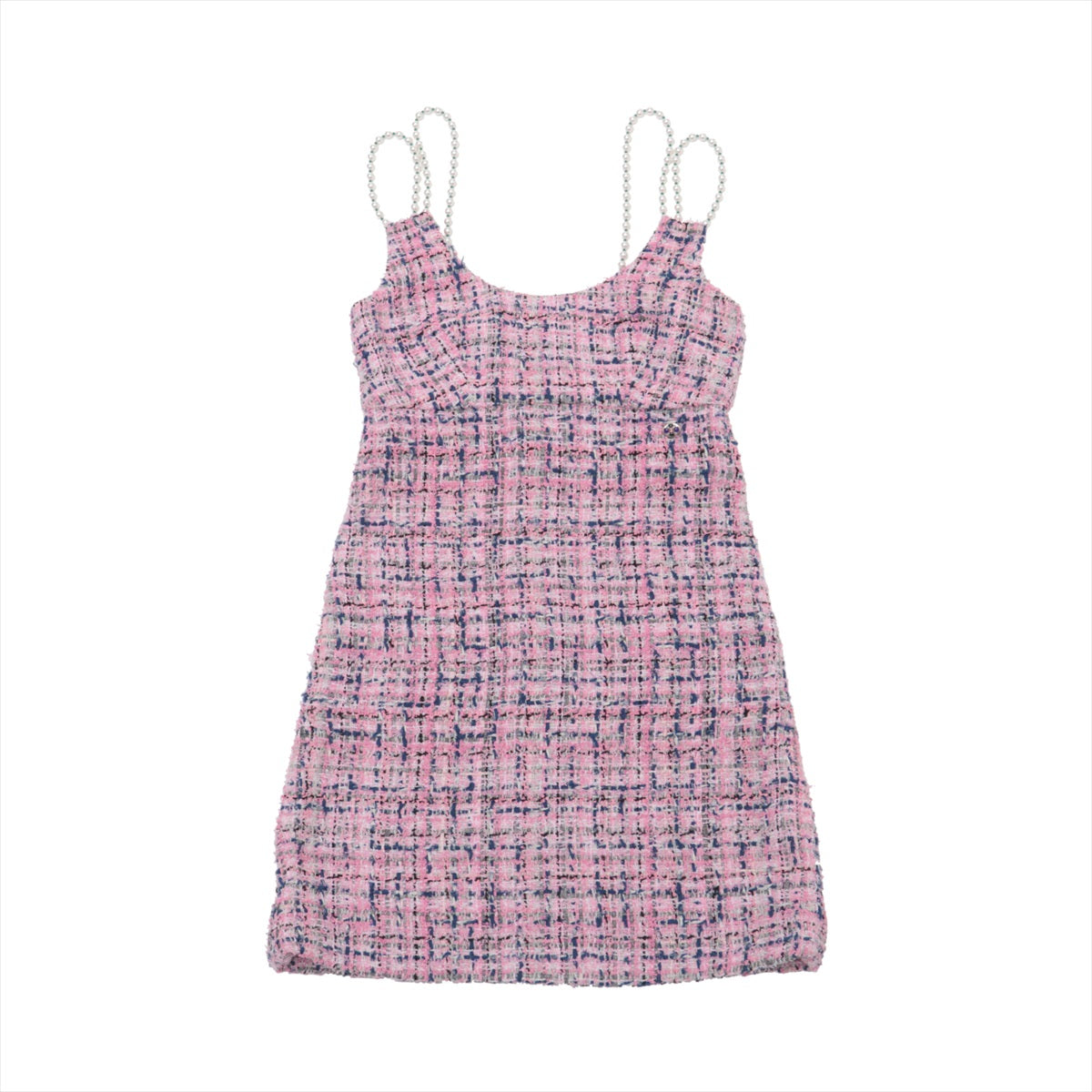 Chanel Coco Button P74 Cotton & Polyester Dress 34 Ladies' Pink  P74420 Gripoix Tweed Imitation pearls