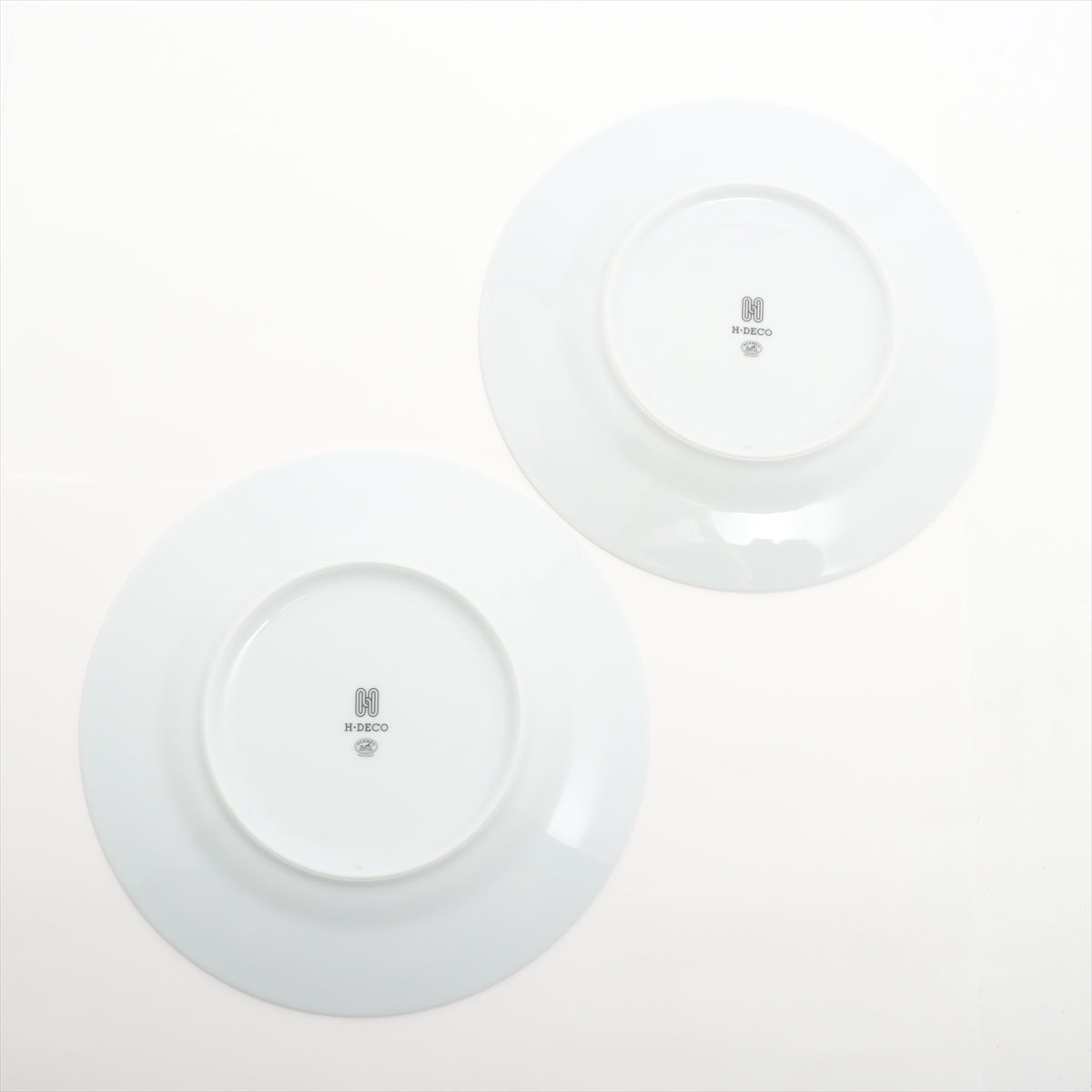 Hermès H deco Pair plates 23cm Ceramic Black × White