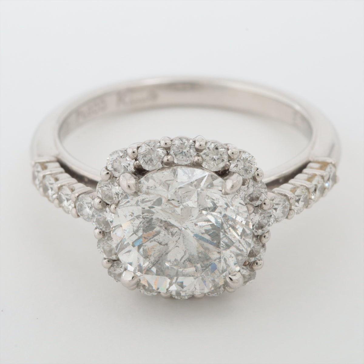 K.UNO Diamond Ring Pt900 5.7g 2.23 0.48 Initial Main stone cracked