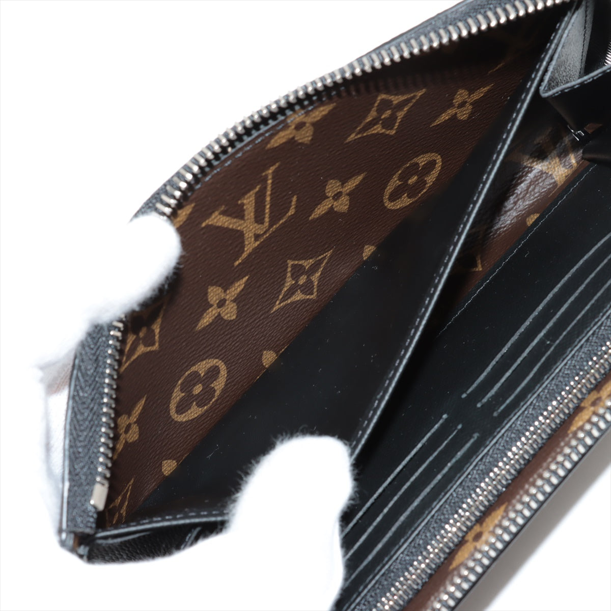 Louis Vuitton Monogram Macassar Zippy Dragonne M69407 Black × Brown Wallet