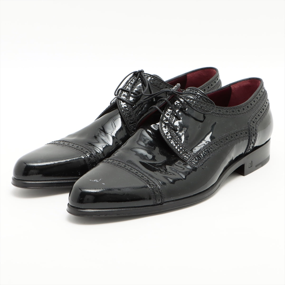 Louis Vuitton 08 Patent leather Leather shoes 10 Men's Black NI0028 There is stickiness