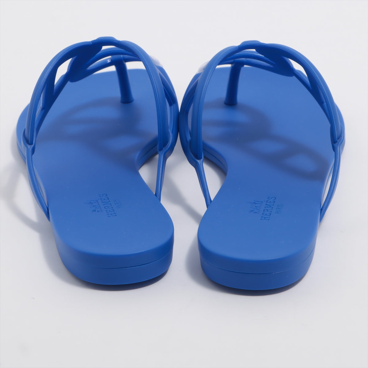 Hermès Egery Rubber Sandals 38 Ladies' Blue Chaîne d'Ancre Box Bag Included