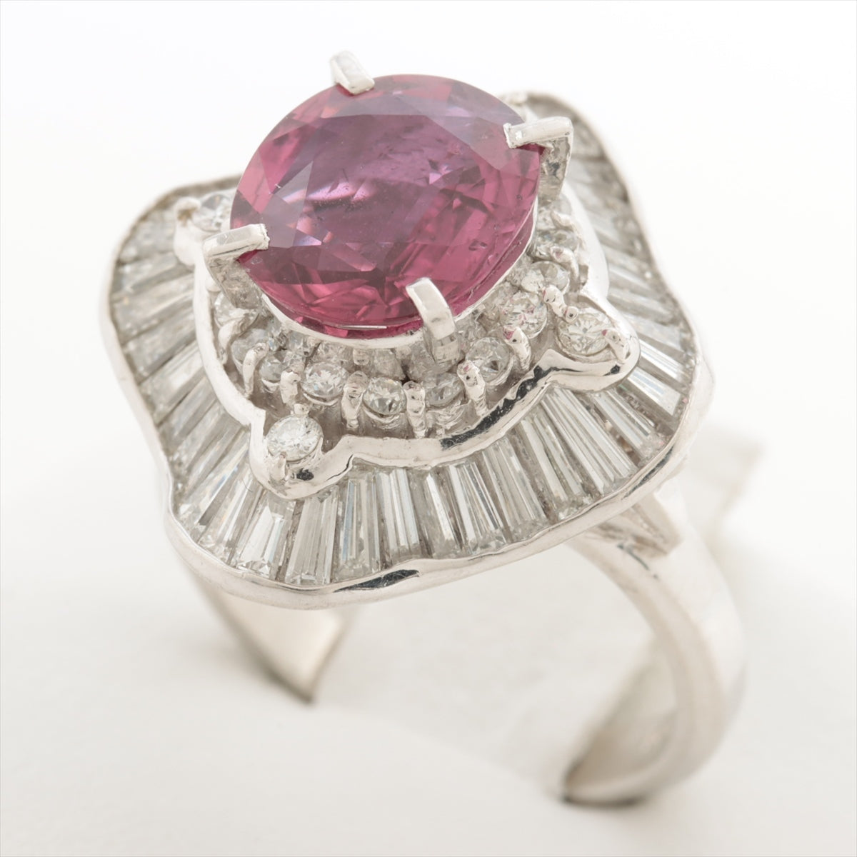 Pink sapphire Diamond Ring Pt900 12.4g R2.256 D1.59
