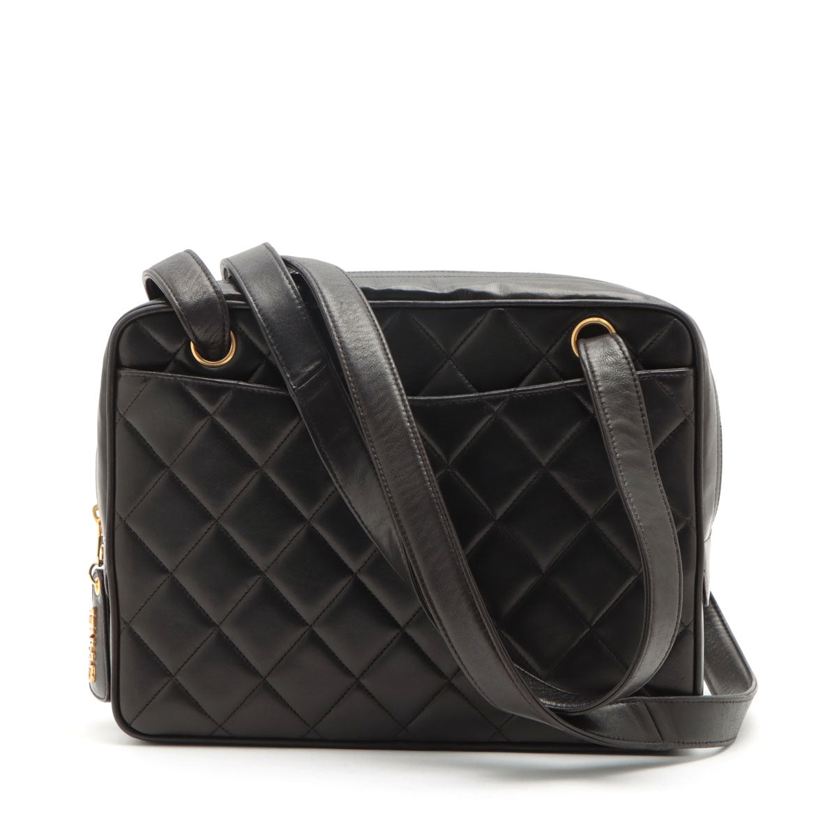Chanel Matelasse Lambskin Shoulder Bag Black Gold Metal Fittings 3XXXXXX
