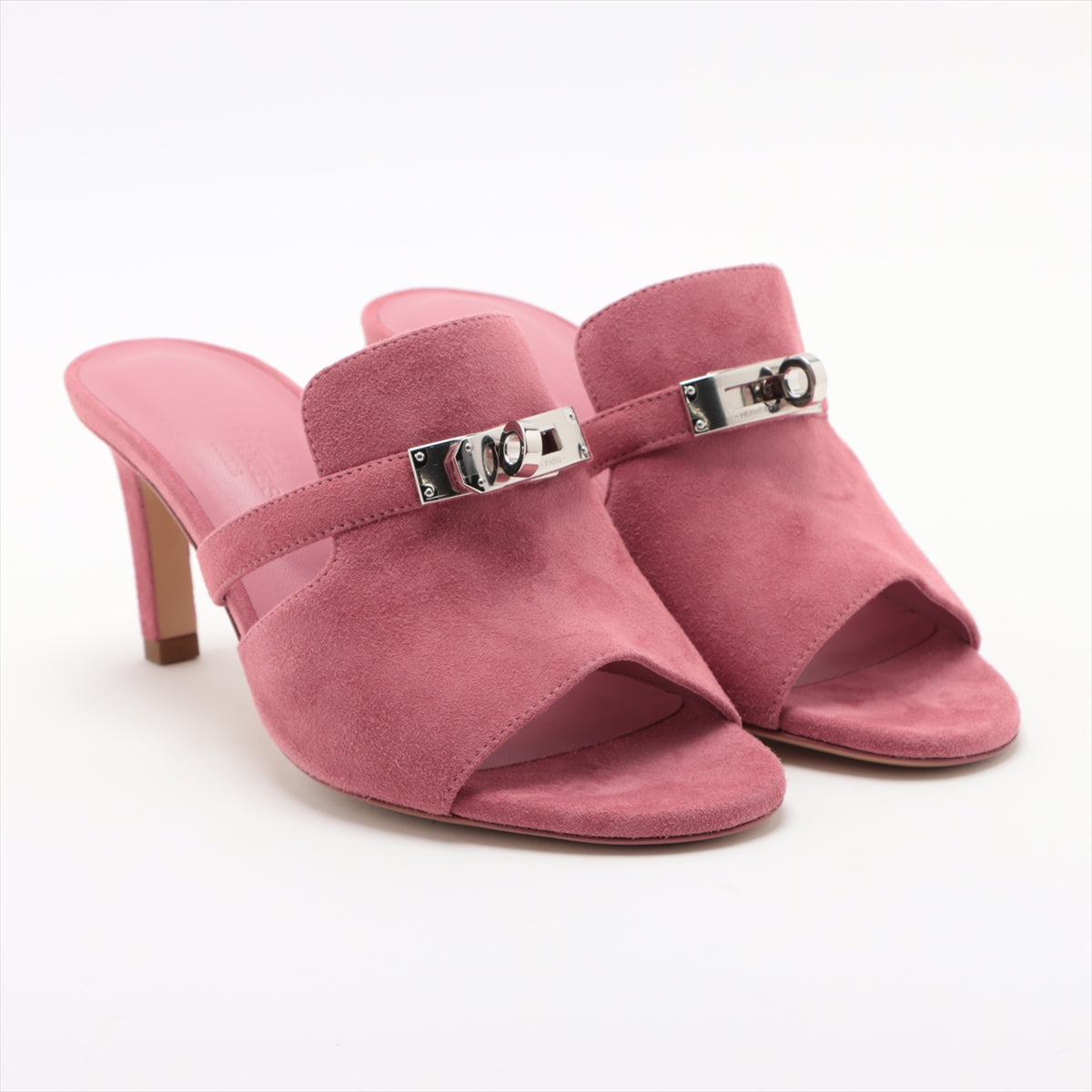 Hermès Suede leather Sandals 35 Ladies' Pink cute Kelly Metal Fittings Box sack Replacement lift available