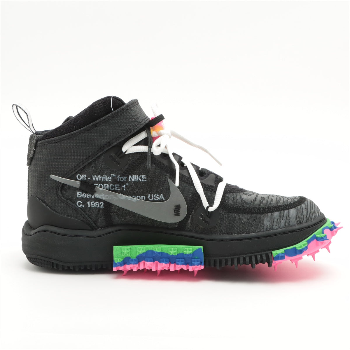 NIKE × OFF-WHITE AIR FORCE 1 MID Fabric High-top Sneakers 26㎝ Men's Black x Gray DD6290-001 There is a box