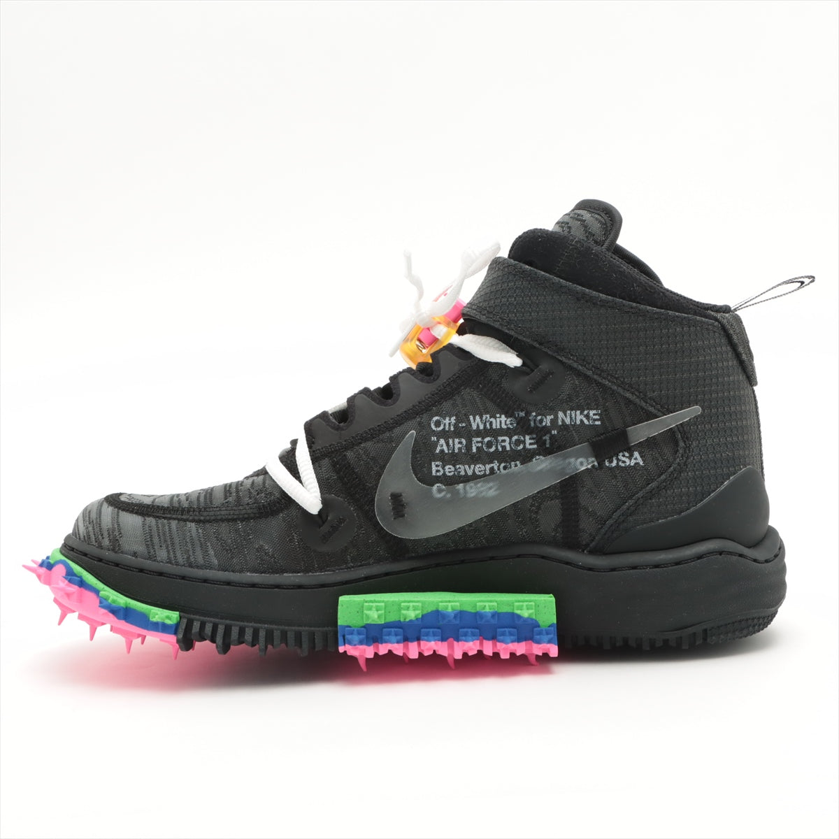 NIKE × OFF-WHITE AIR FORCE 1 MID Fabric High-top Sneakers 26㎝ Men's Black x Gray DD6290-001 Box Included