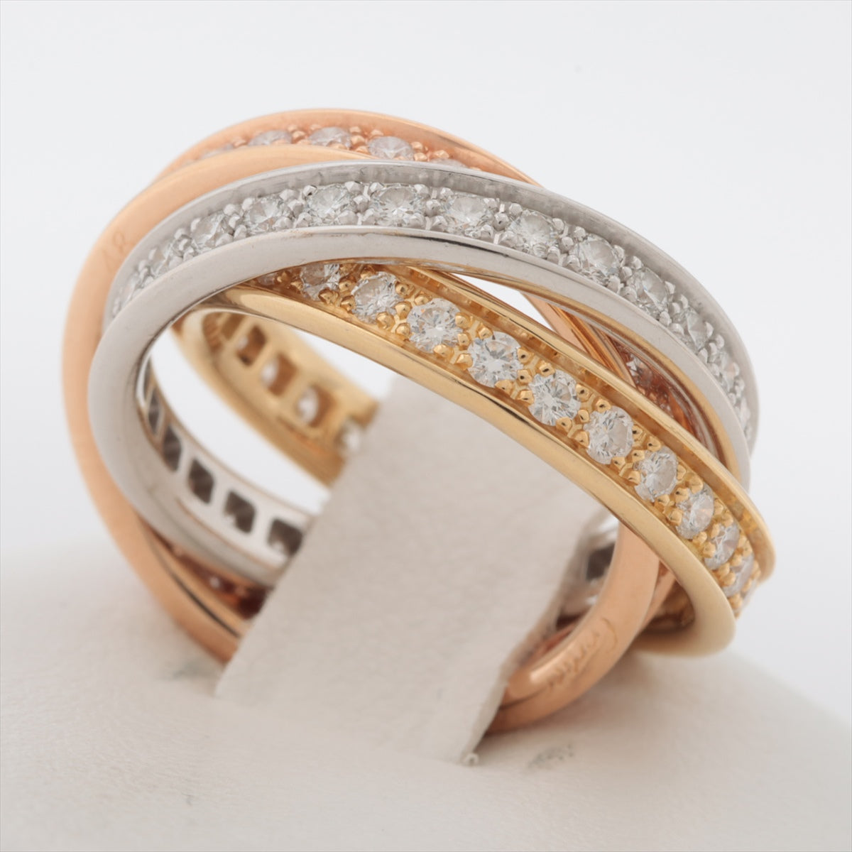 Cartier Three Bangles Diamond Ring 750(YG×PG×WG) 8.4g 48
