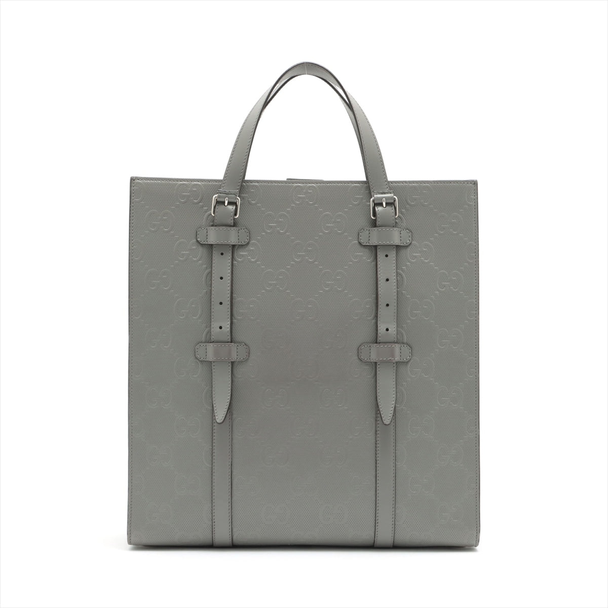 Gucci GG embossed Leather Tote Bag Grey 700421