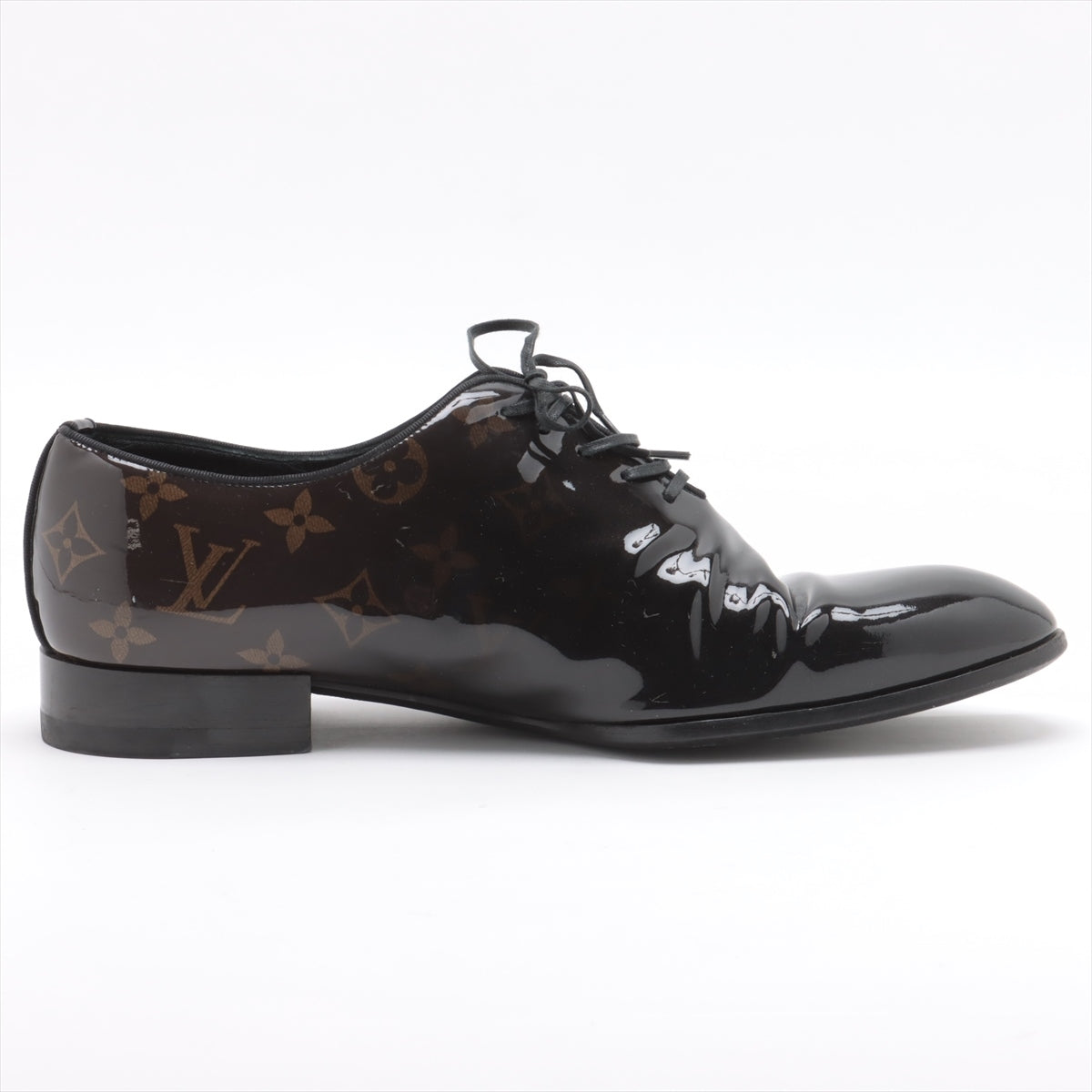 Louis Vuitton LV Vendôme line 18 years Patent leather Dress shoes 6 1/2 Men's Black × Brown DI0198 Monogram
