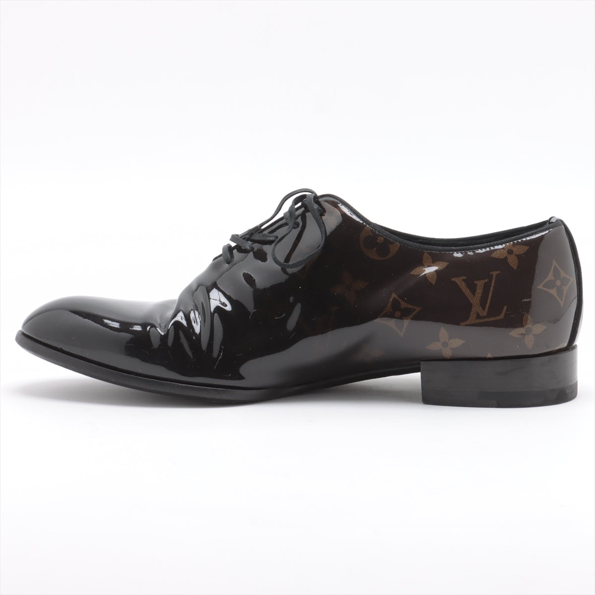 Louis Vuitton LV Vendôme line 18 years Patent leather Dress shoes 6 1/2 Men's Black × Brown DI0198 Monogram
