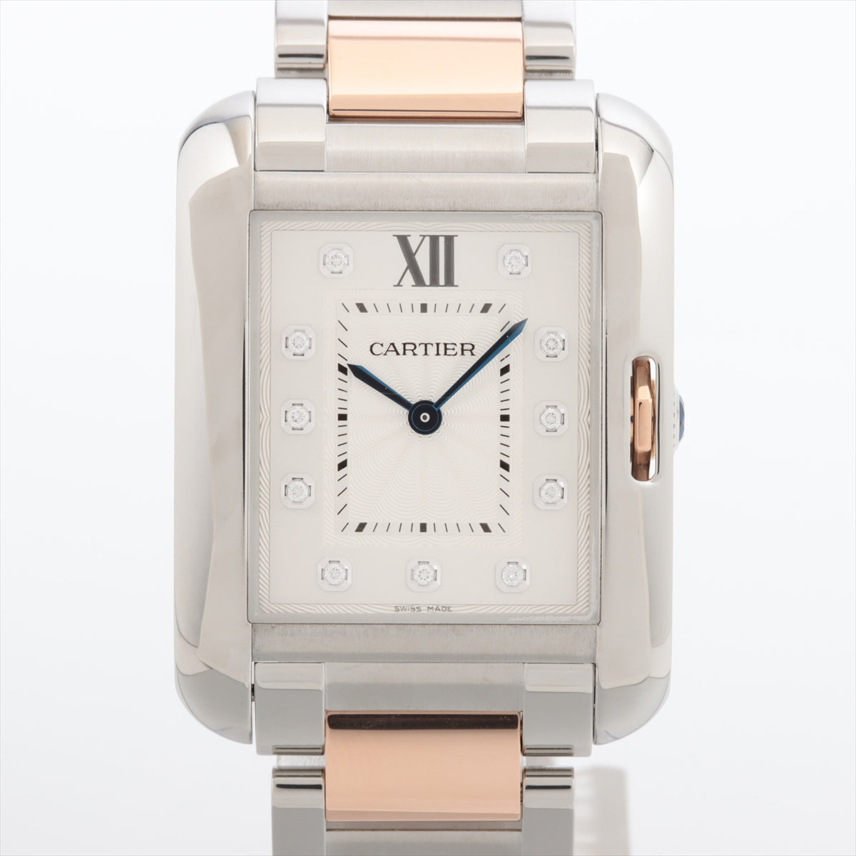 Cartier Tank Anglaise MM WT100032 SS×PG QZ Silver Dial 3 Extra Links