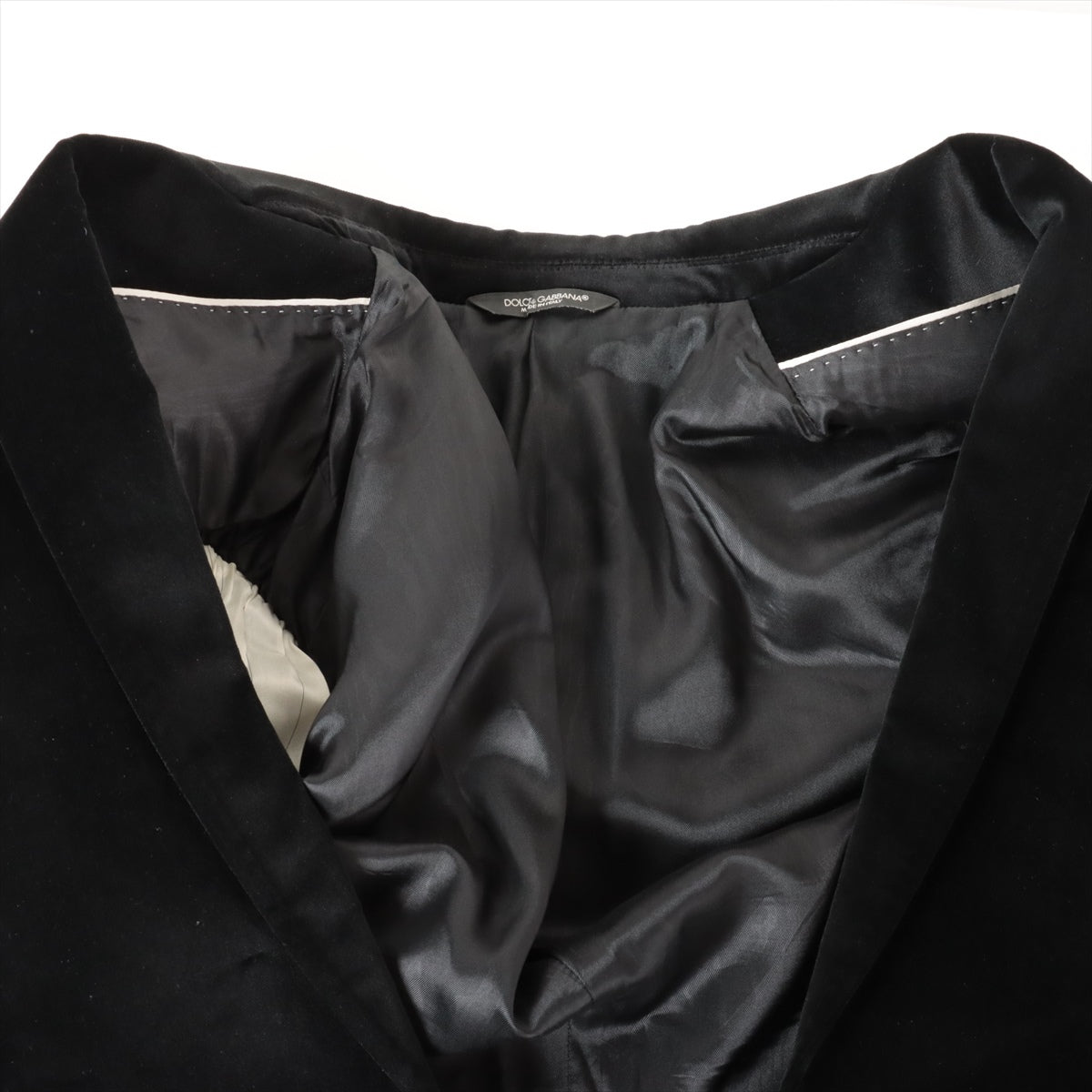 Dolce & Gabbana Cotton Tailored Jacket 46 Men's Black  Velour G2614T Stains on the side Lining Tsure