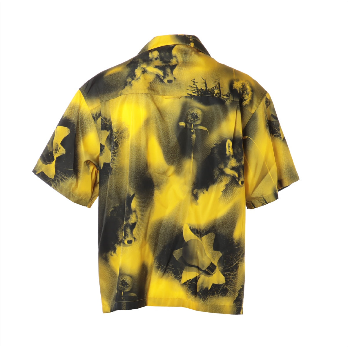 Prada Triangle logo 22 years Nylon Shirt 36 Men's Black x yellow  Re-Nylon Flower print SC513