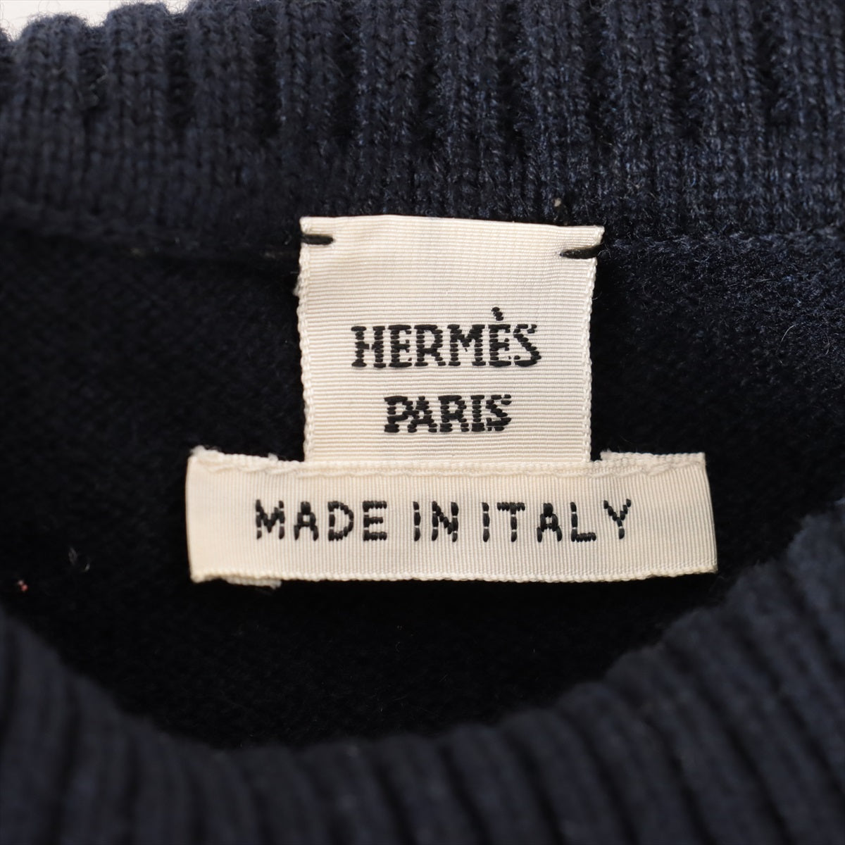Hermès Serie Cashmere High-Neck Knit 34 Ladies' Navy Blue