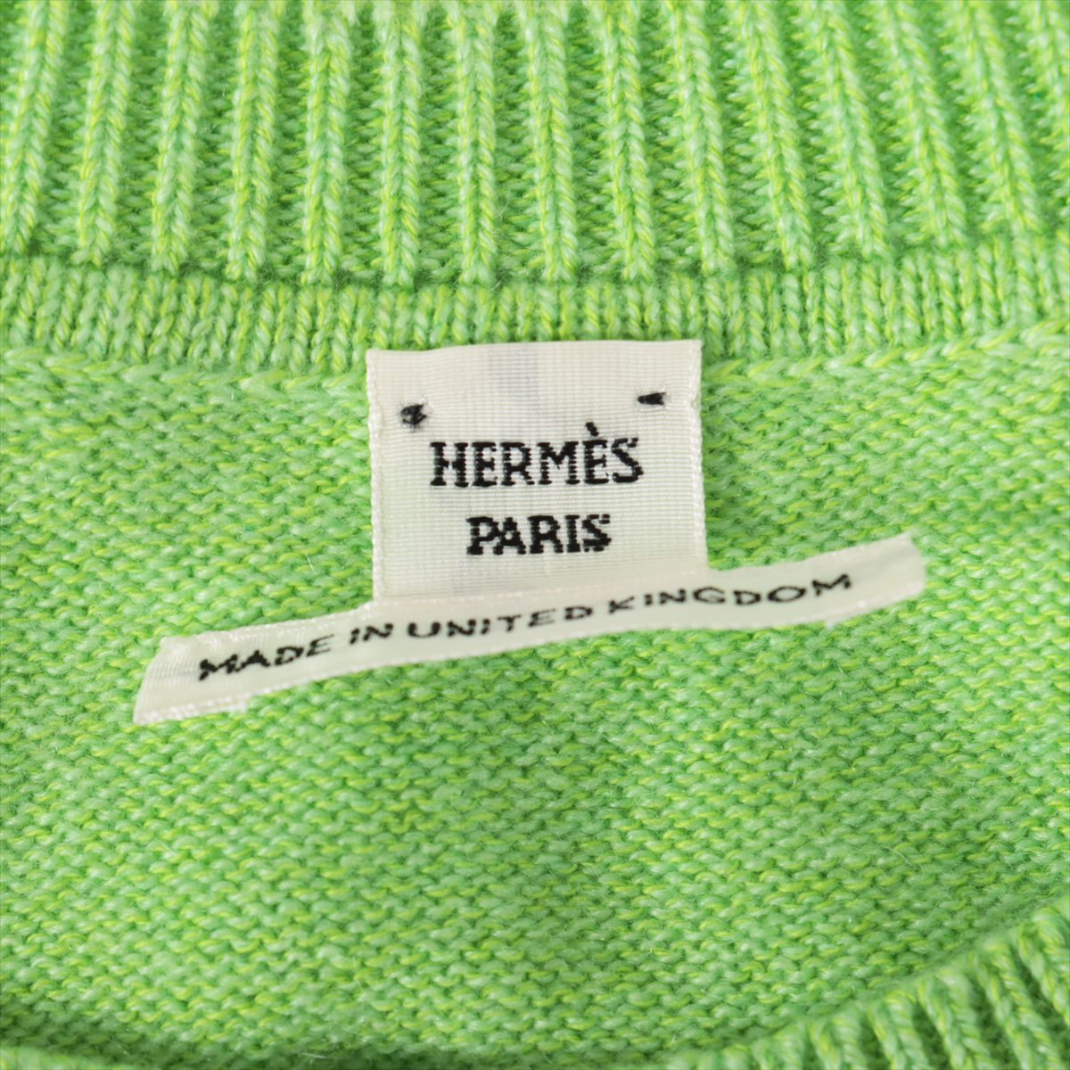 Hermès Cotton x Cashmere Short Sleeve Knitwear 38 Ladies' Green  Serie button