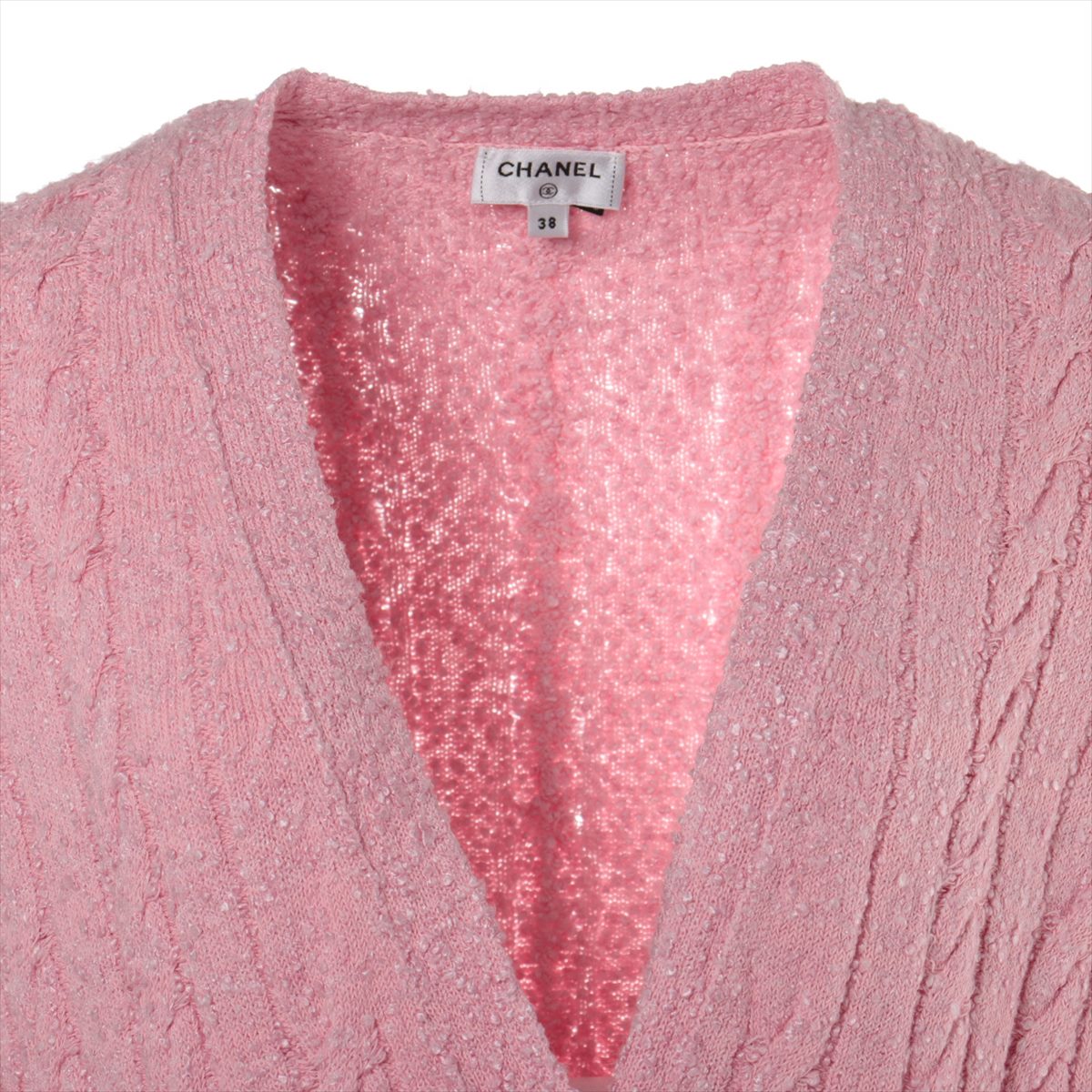Chanel Coco Button P72 Cotton & Rayon Cardigan 38 Ladies' Pink  P72177 Long cardigan
