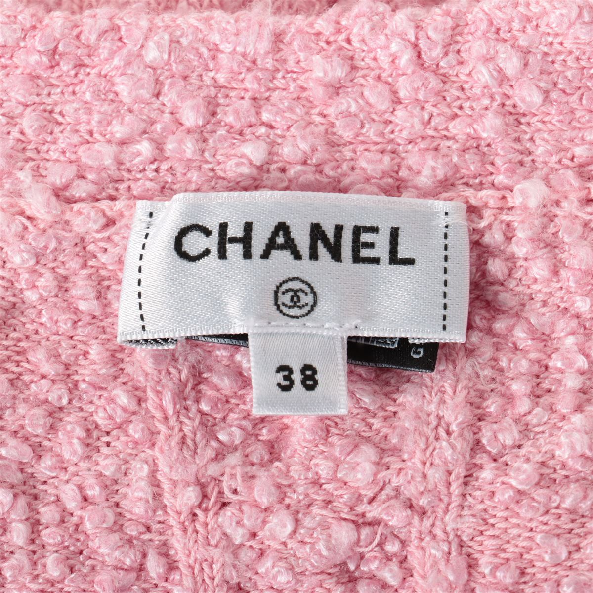 Chanel Coco Button P72 Cotton & Rayon Cardigan 38 Ladies' Pink  P72177 Long cardigan
