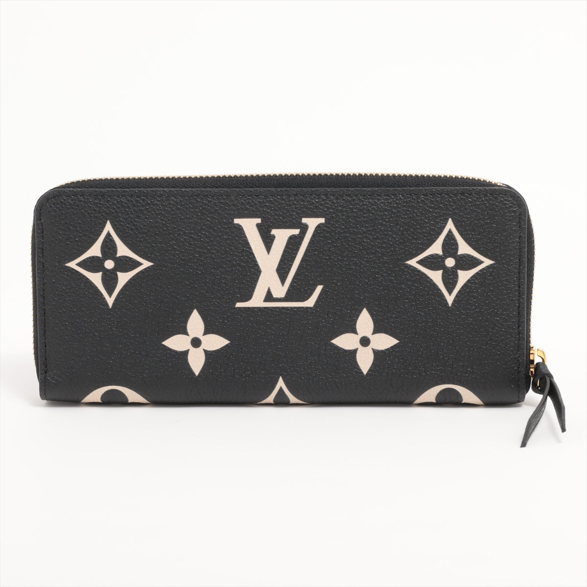 Louis Vuitton Bicolor Monogram Empreinte Wallet Clemence M82338 Noir Zip Round Wallet Responsive RFID