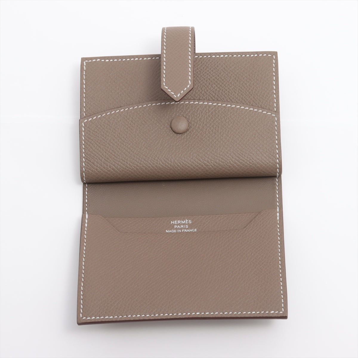 Hermès Bearn Mini Veau Epsom Compact Wallet Etoupe Silver Metal Fittings B: 2023
