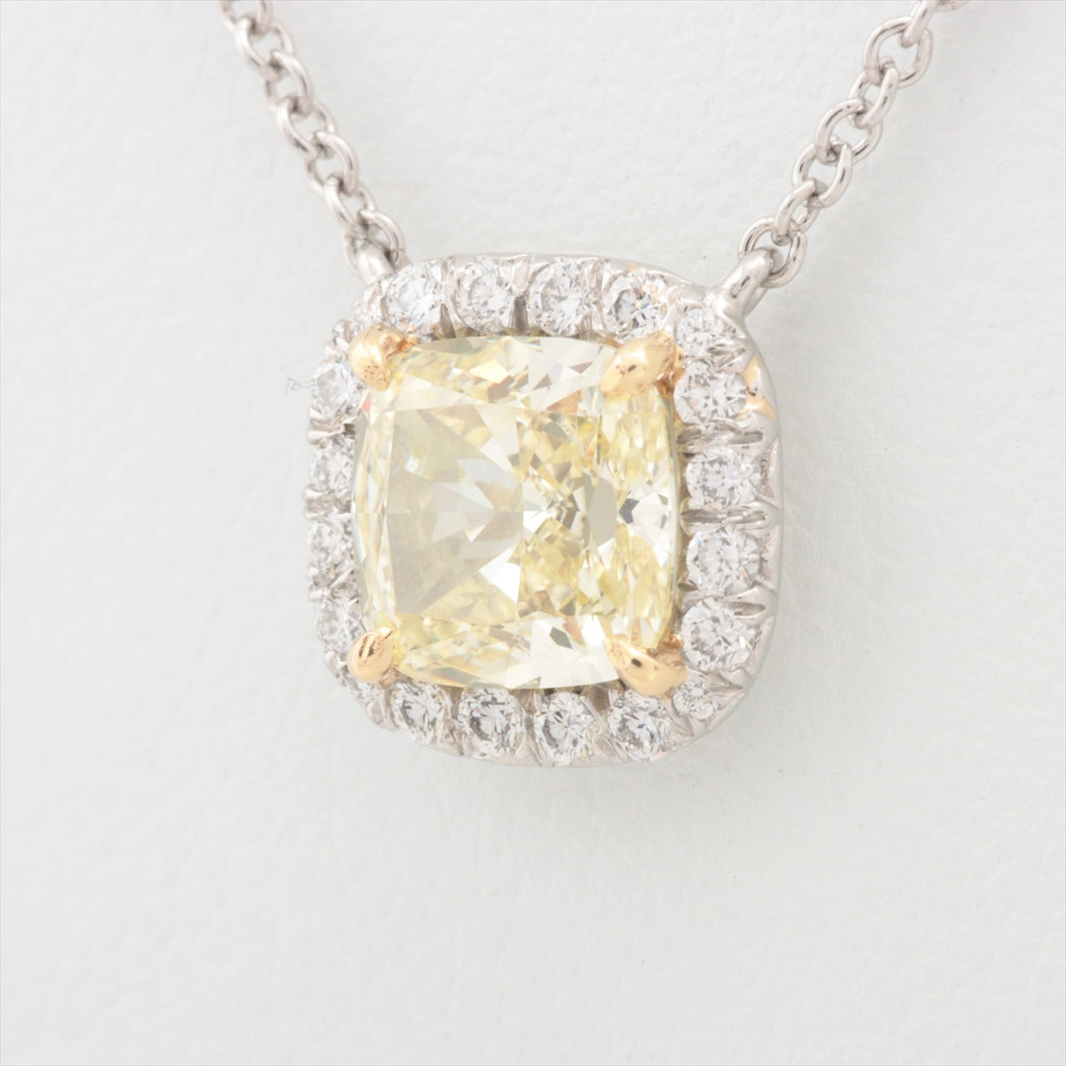 Tiffany Soleste Yellow diamond Diamond Necklace 750(YG)×Pt950 3.9g 1.02 FAINT YELLOW IF Cushion MB