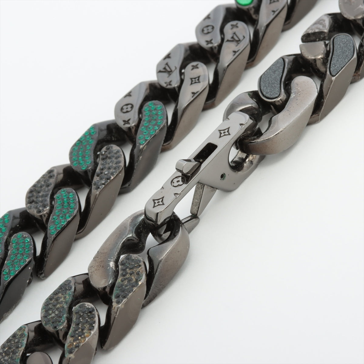 Louis Vuitton MP2853 Collier Chain links Patches LE1200 Necklace GP x color stone Black