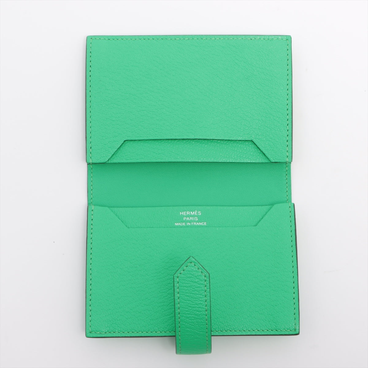 Hermès Bearn Mini Chèvre Mysore Card case Green Silver Metal Fittings B: 2023 Card Case