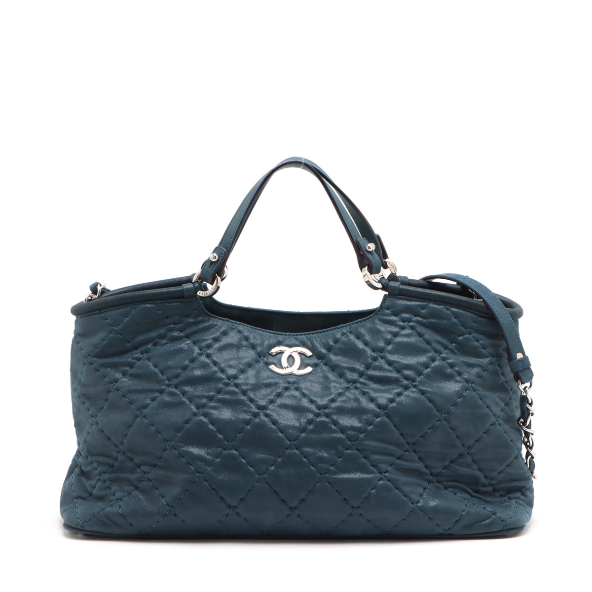Chanel Wild Stitch Coating canvas Handbag Blue Silver Metal Fittings 16XXXXXX