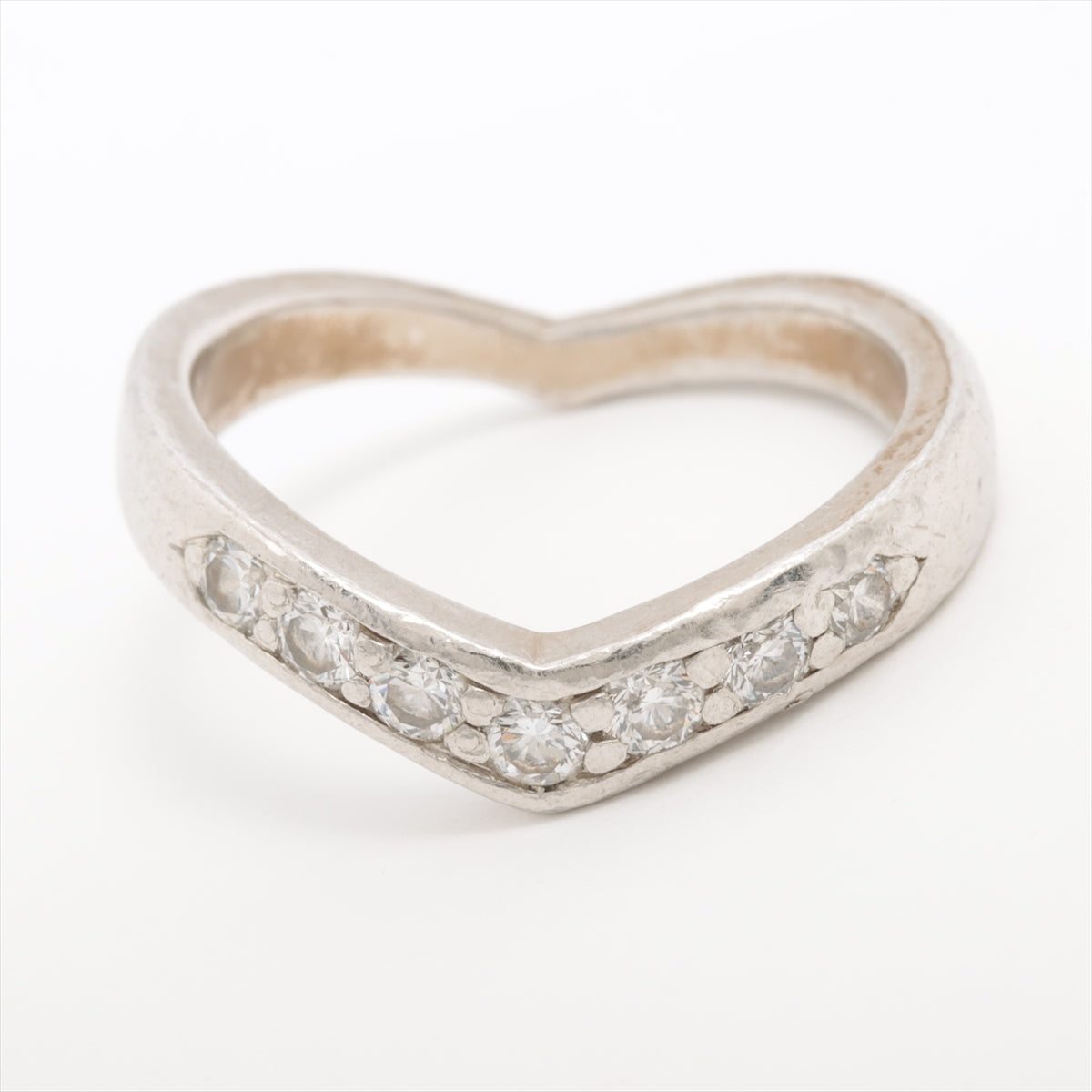 Tiffany V Band Diamond Ring Pt950 5.9g distortions Diamond Chipped Scratched Bullion dent