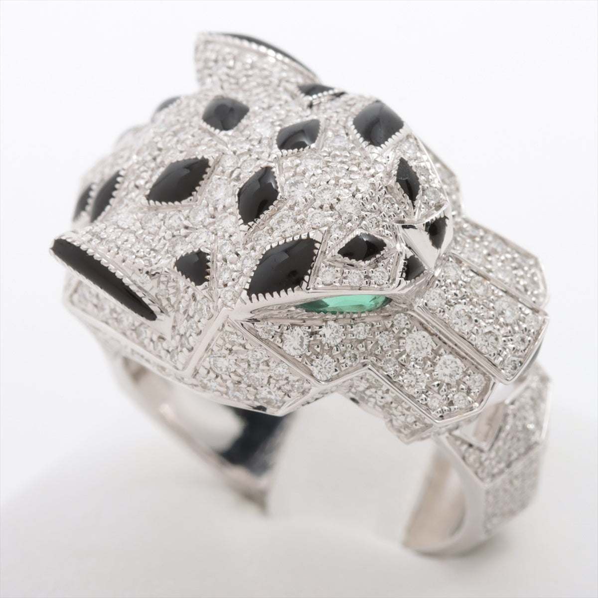 Cartier Panthère Doo Cartier Diamond Onyx Ring 750(WG) 21.8g 61 Emerald
