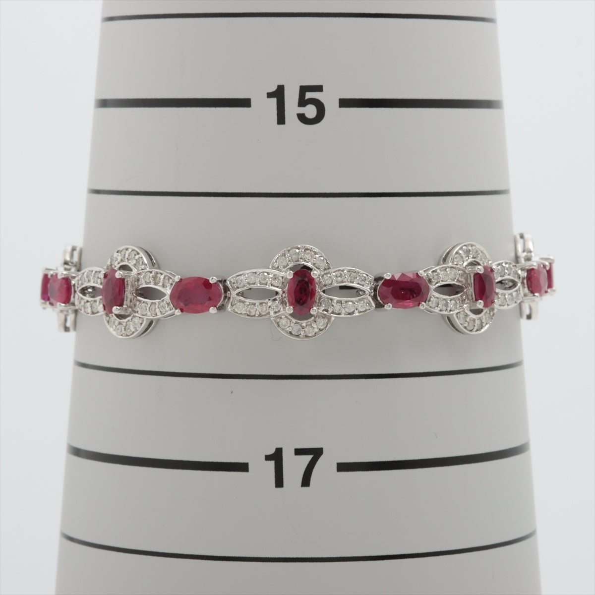 Ruby Diamond Bracelet K18WG 17.7g R6.00 D1.45 Identify only 1 stone